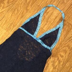 Victoria’s Secret The Lacie Blue Lace Slip Babydoll Lingerie Size Small